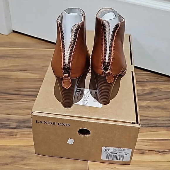 Land's End Rowe Back Zip High Heel Bootie Dark Pecan Brown size 7 US - Picture 5 of 7